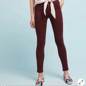AG Burgundy Skinny ankle crop jeans